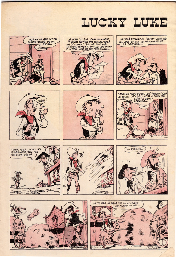 An early (1952) Lucky Luke script by Morris.